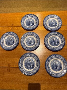 Blue and White Decorative Ceramic Dessert Plates 7” price is per each